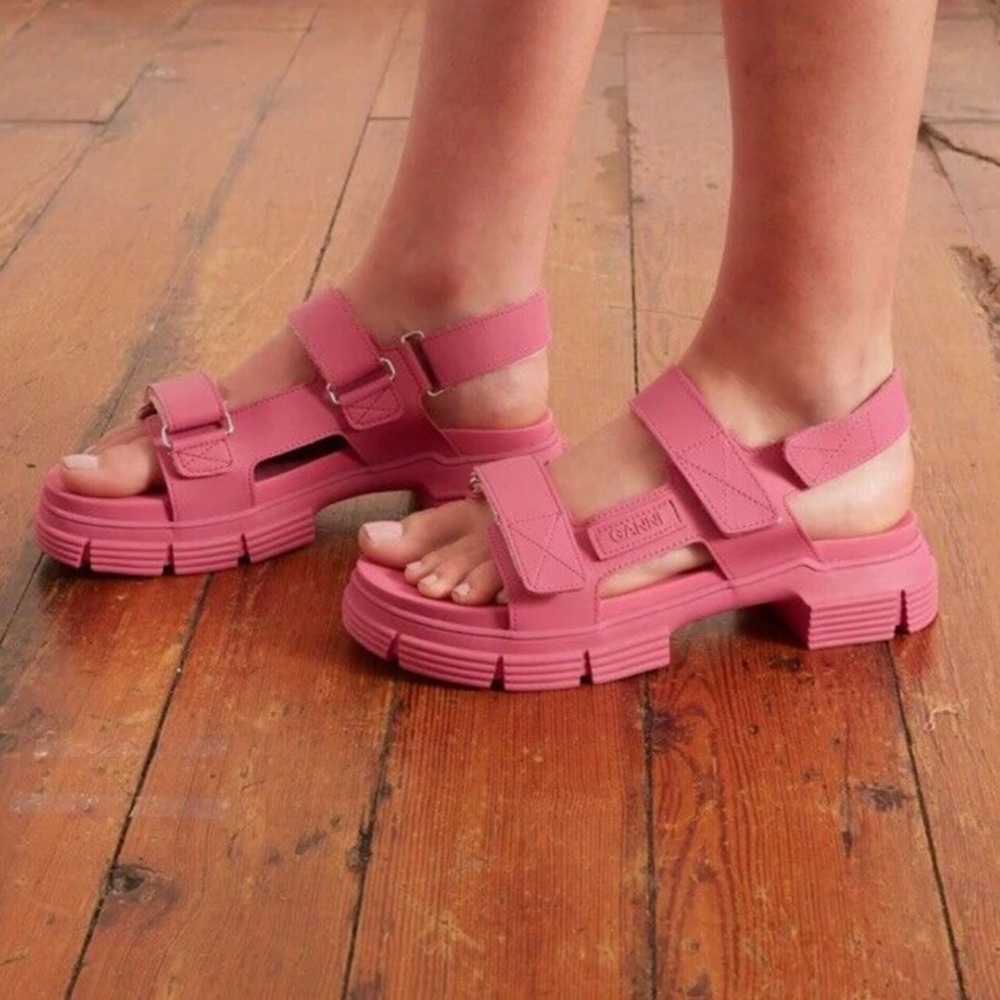 GANNI Pink Recycled Rubber Sandals